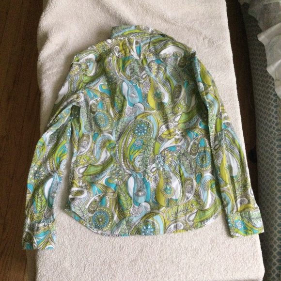 Gap Y2K Bright Paisley Floral Pattern Button Up Blouse Top Shirt - Size Medium - Picture 5 of 11